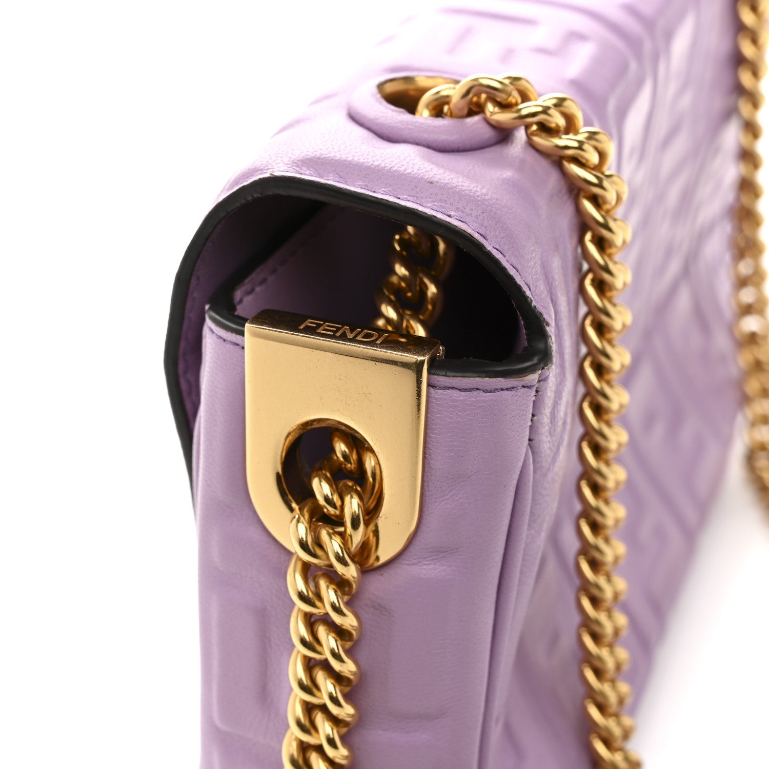 Nappa FF Embossed Small Midi Chain Baguette Violetta