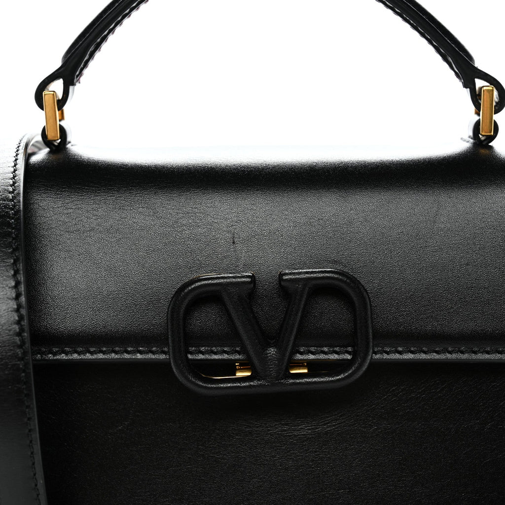 Calfskin Mini VSling Top Handle Bag Black