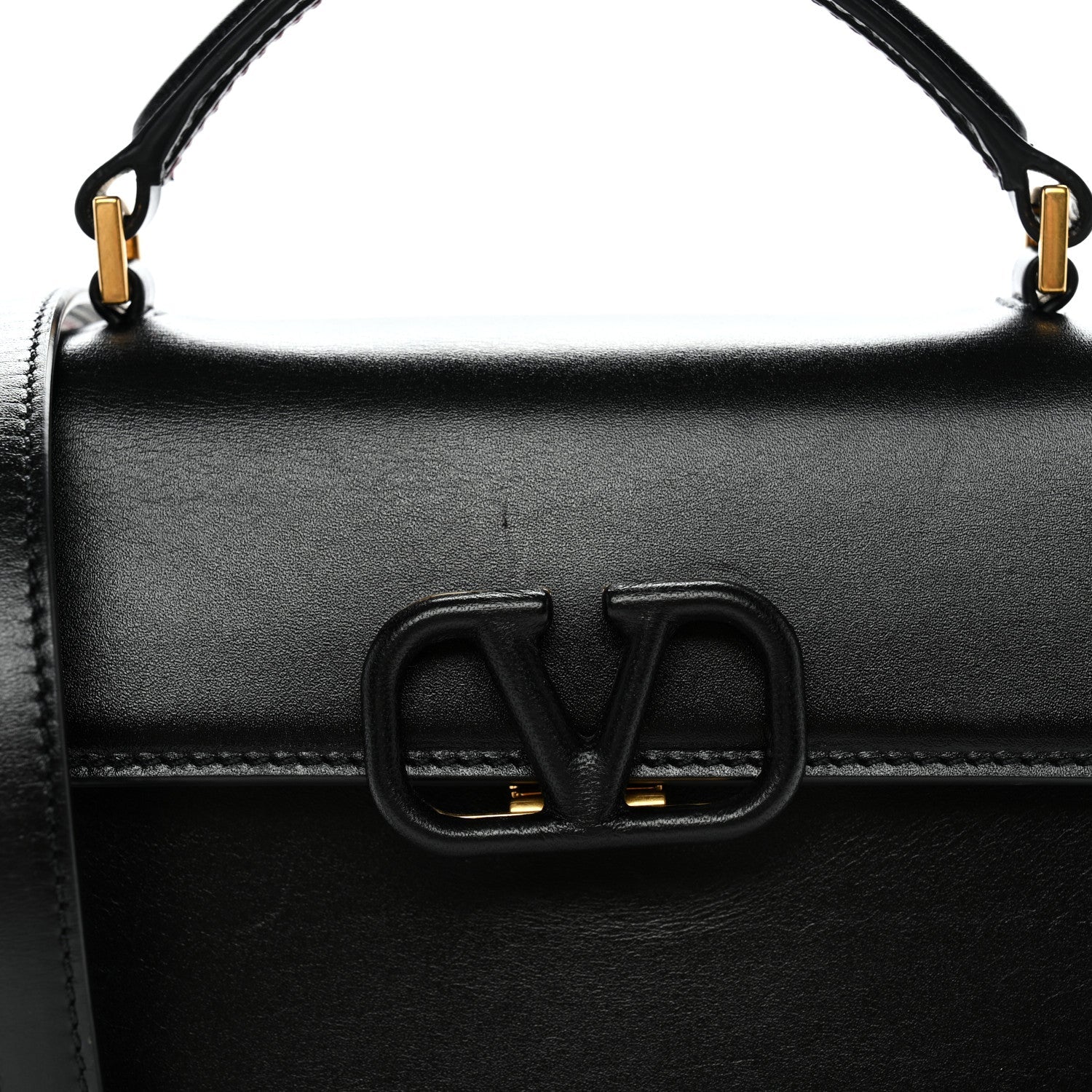 Calfskin Mini VSling Top Handle Bag Black