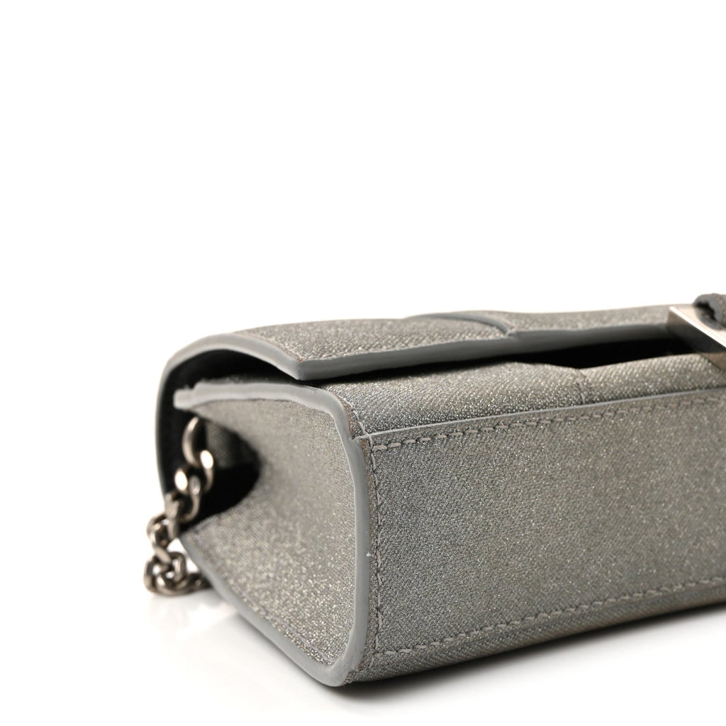 Glitter Fabric Hourglass Chain Bag Grey