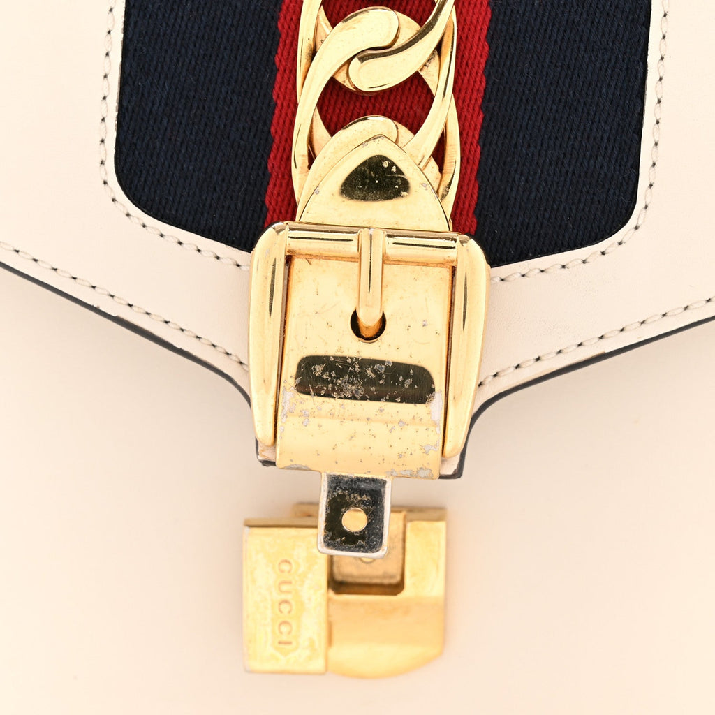 Calfskin Mini Sylvie Top Handle Bag White