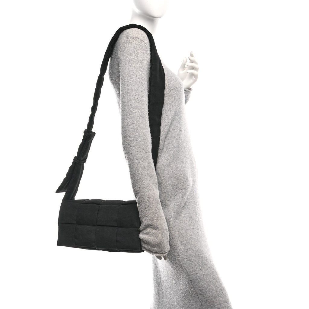 Denim Maxi Intrecciato Padded Tech Cassette Bag Black
