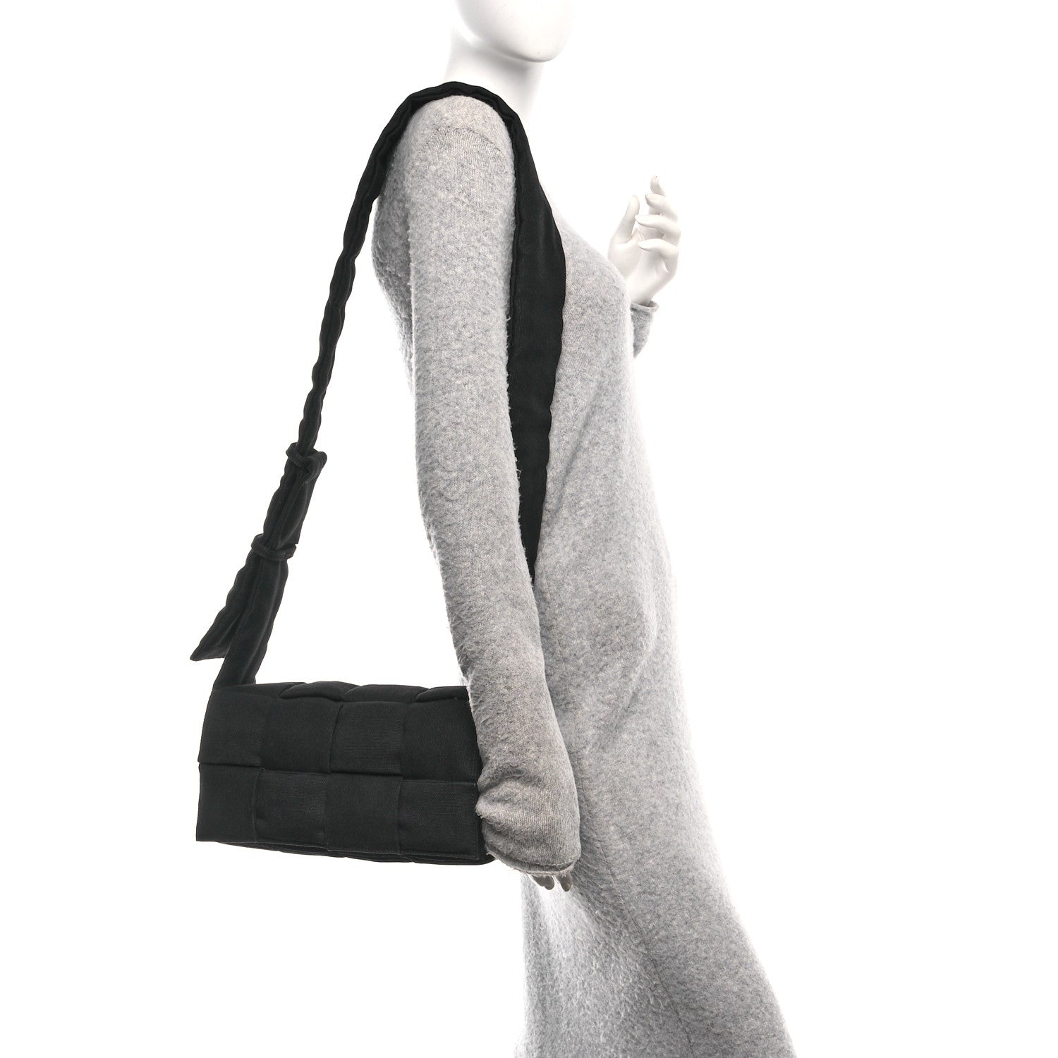 Denim Maxi Intrecciato Padded Tech Cassette Bag Black