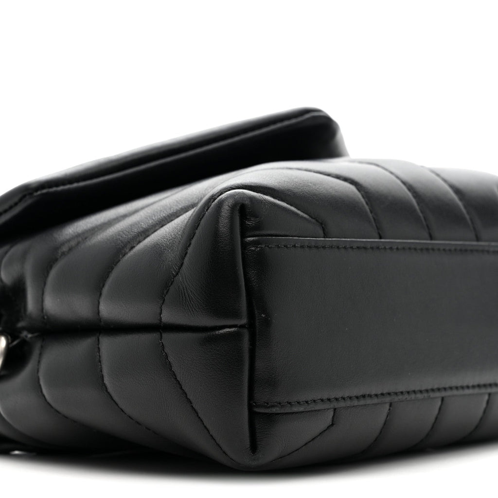 Calfskin Y Quilted Monogram Toy Loulou Crossbody Bag Black