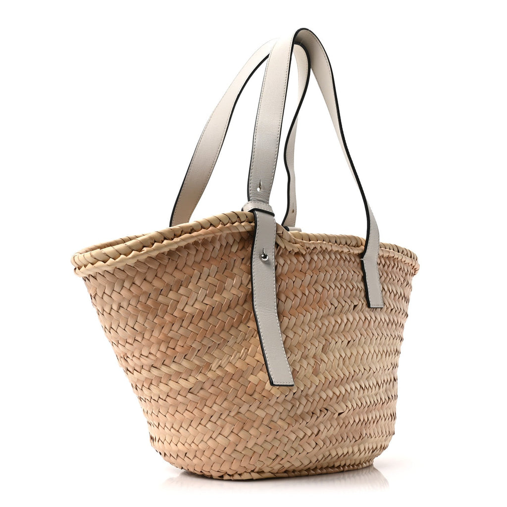 Raffia Basket Tote Bag Natural White