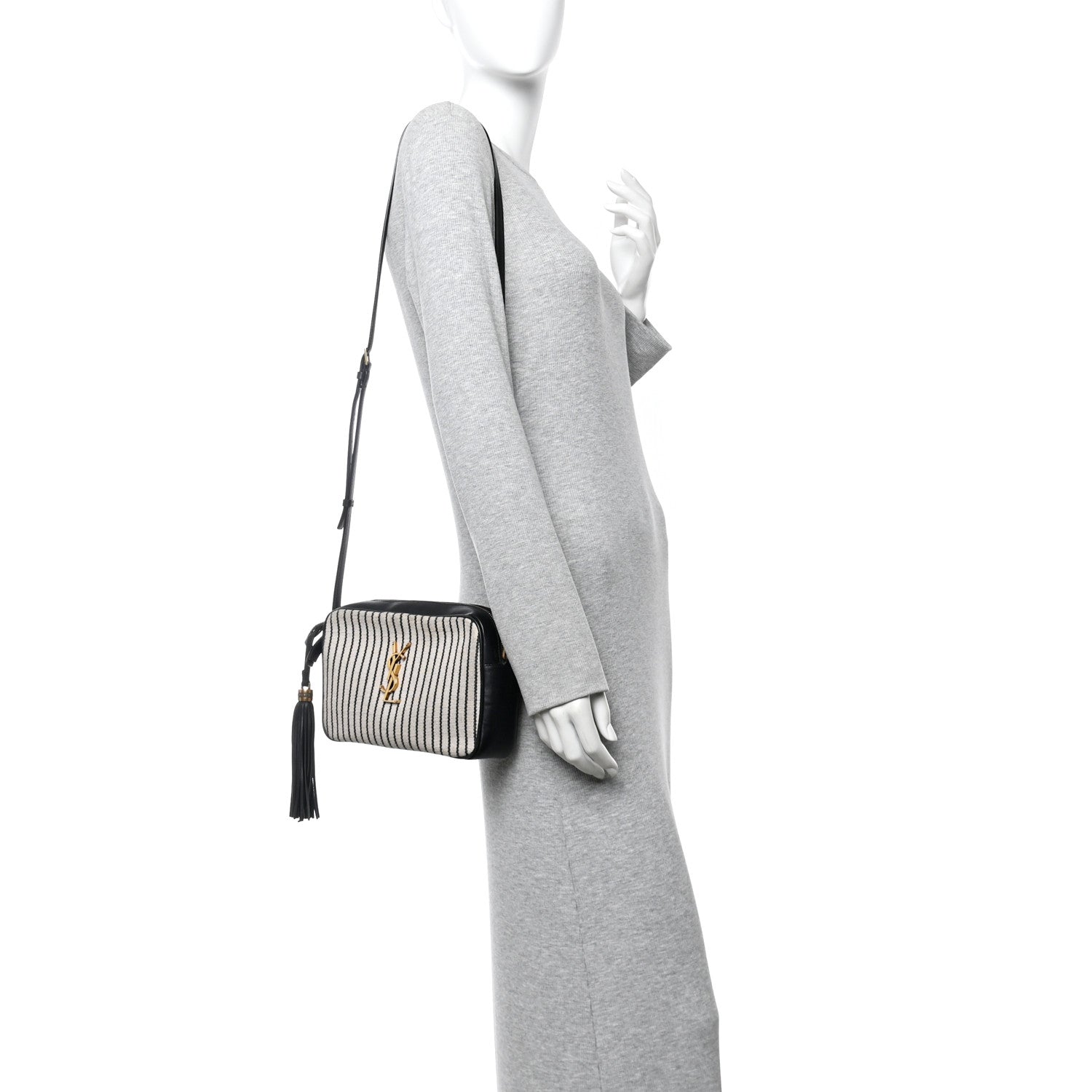 Canvas Calfskin Monogram Lou Camera Bag Black Grey Cream