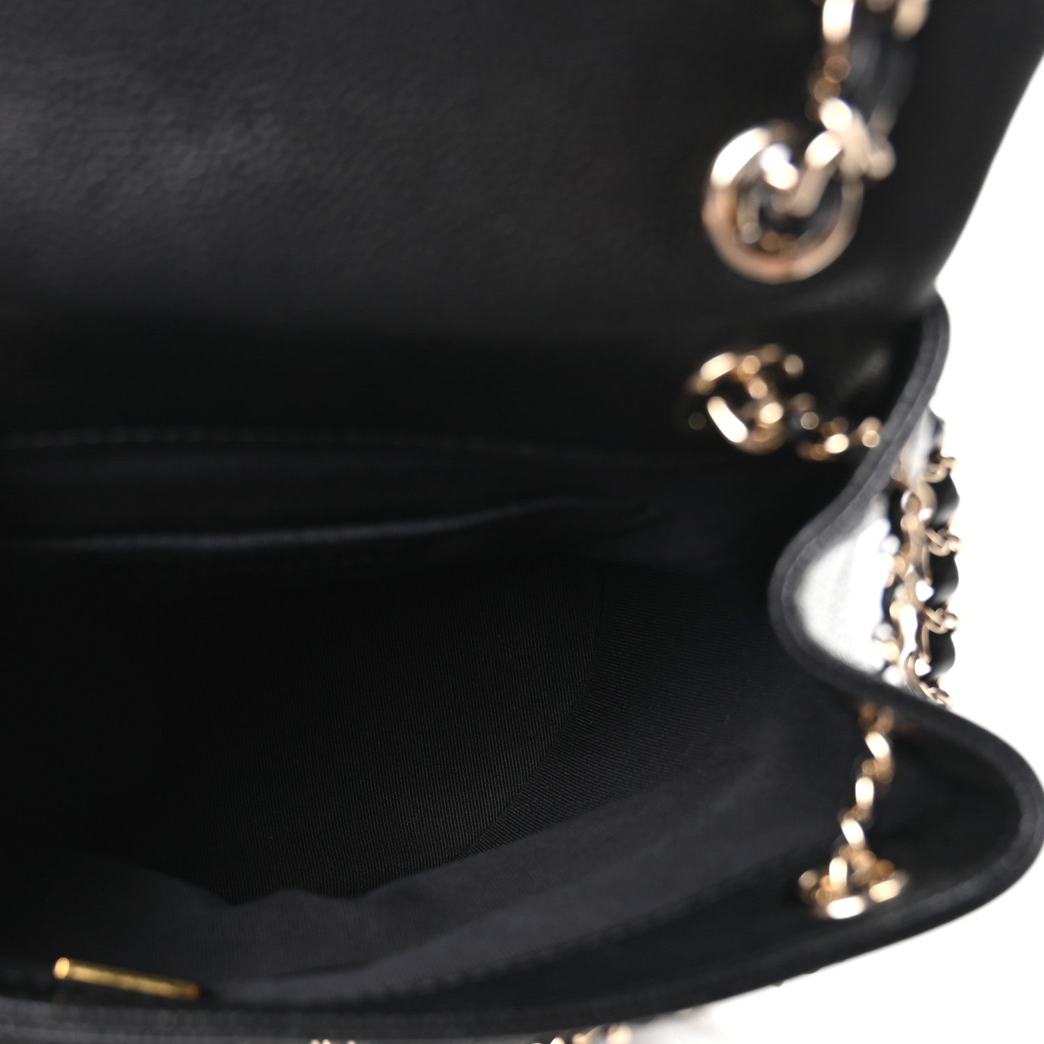 Shiny Caviar Quilted Medium Duma Pockets Drawstring Backpack Black