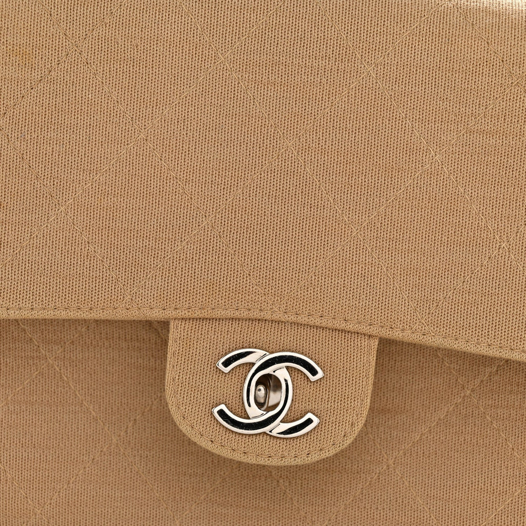 Jersey Quilted Medium Single Flap Beige