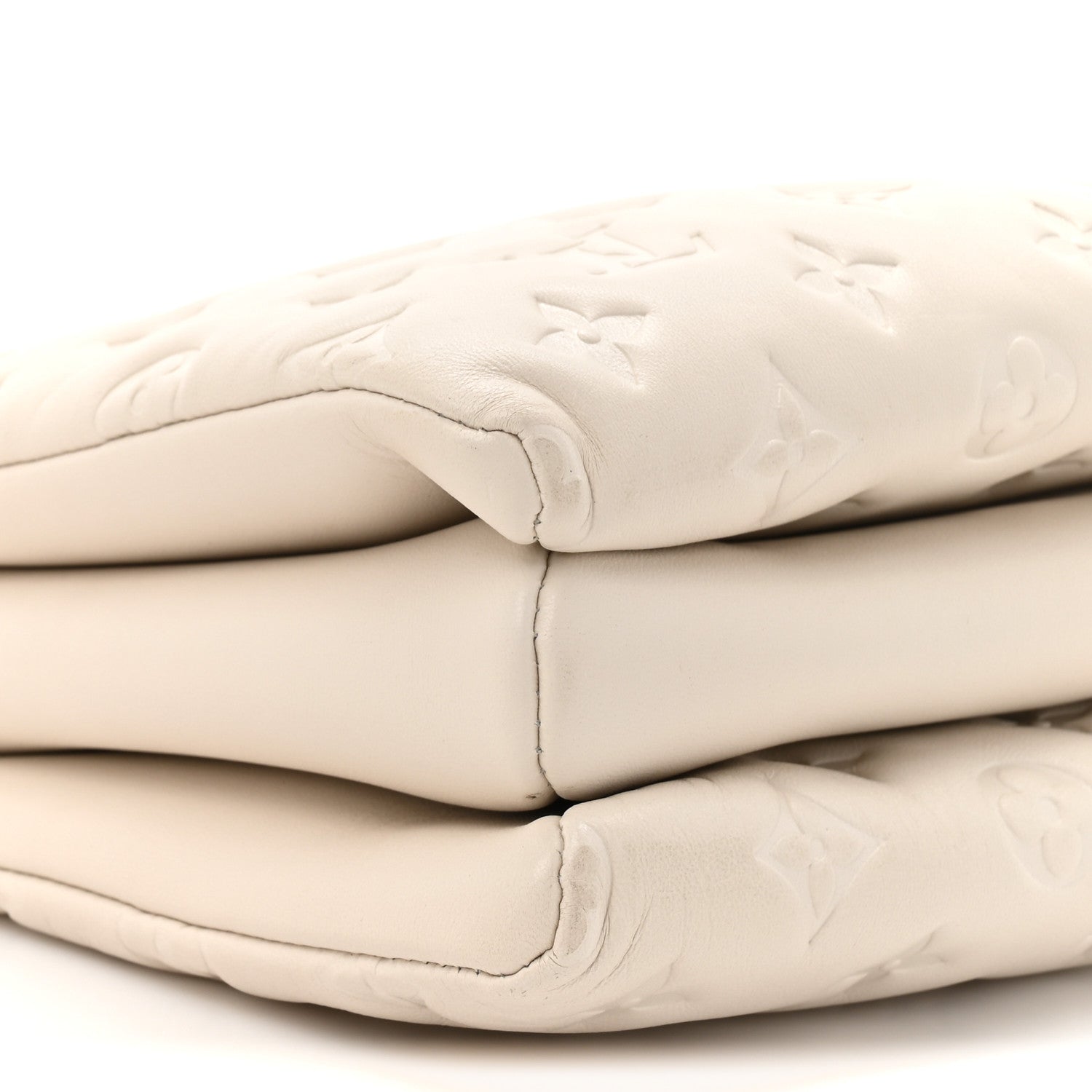 Lambskin Embossed Monogram Coussin PM Beige Cream