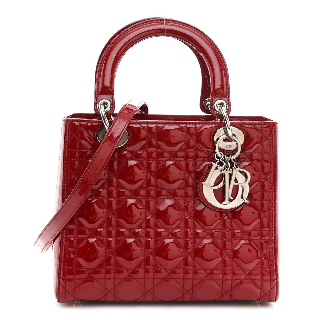 Patent Cannage Medium Lady Dior Red