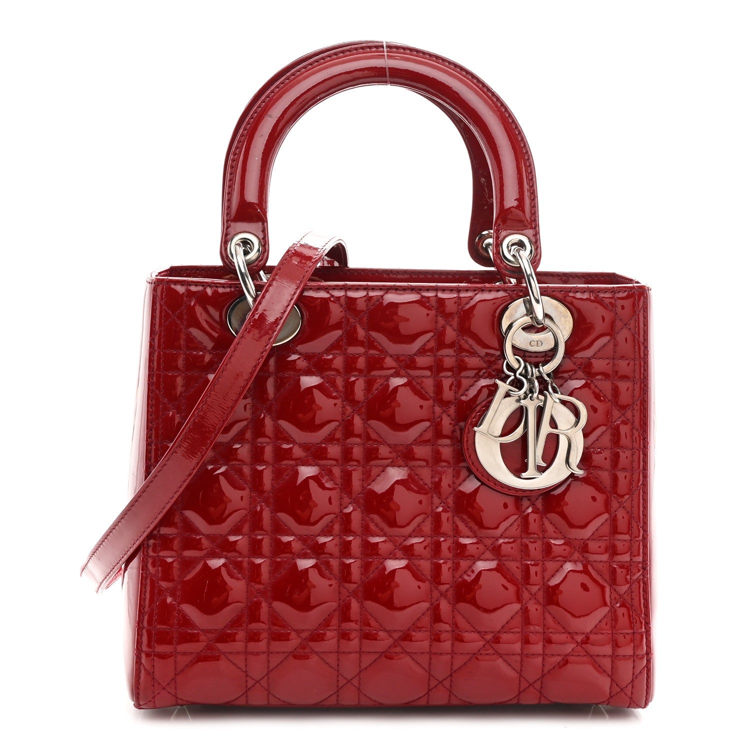 Patent Cannage Medium Lady Dior Red