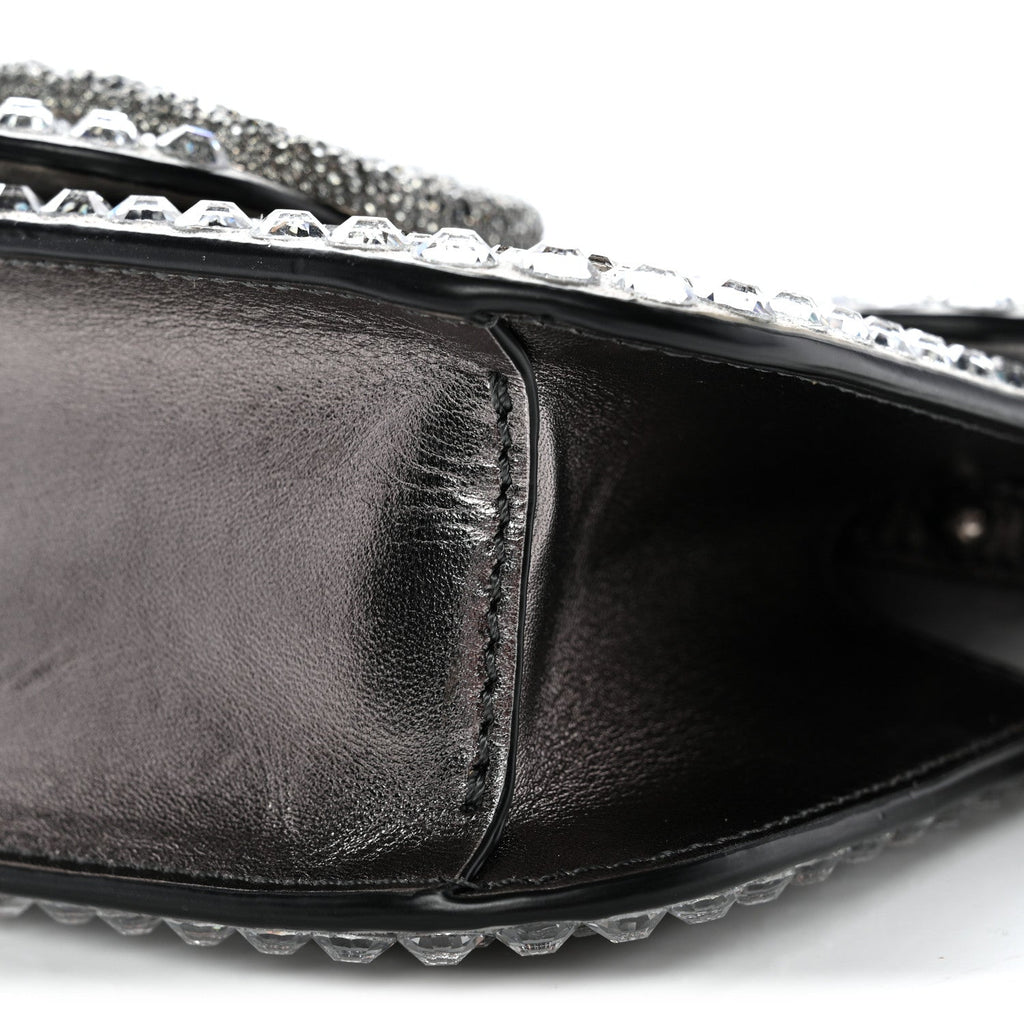 Crystal Suede Enamel Vlogo Small Loco Shoulder Bag Silver
