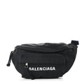 Sport Nylon Logo Embroidered Wheel Belt Bag Black White