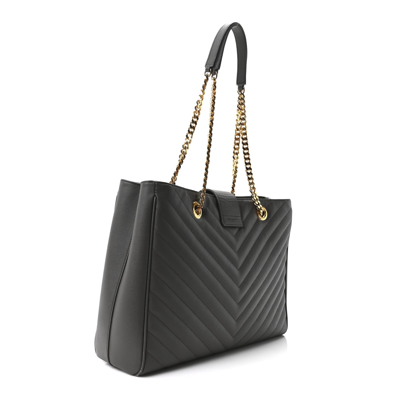 Grain De Poudre Matelasse Chevron Monogram Shopping Bag Fog