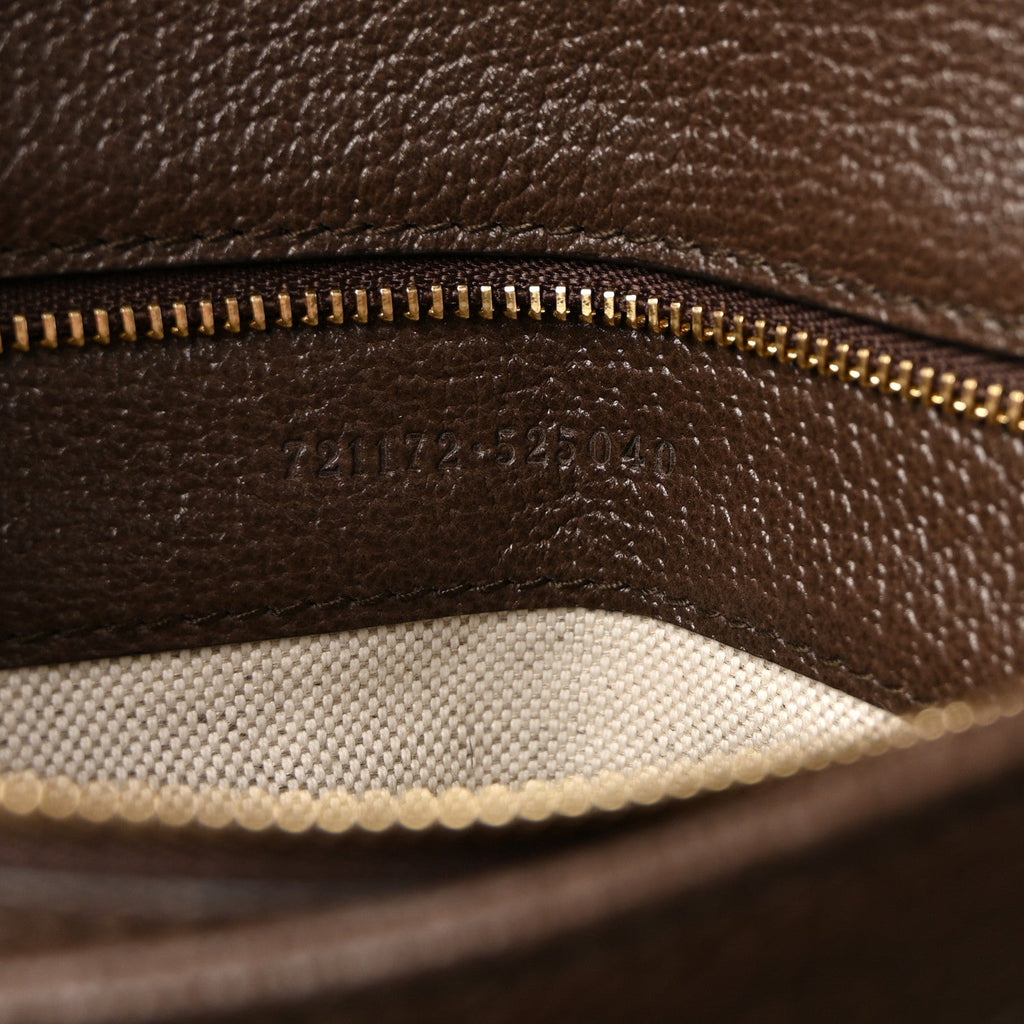 GG Supreme Monogram Textured Dollar Calfskin Web Medium Blondie Top Handle Shoulder Flap Bag Beige Ebony New Acero