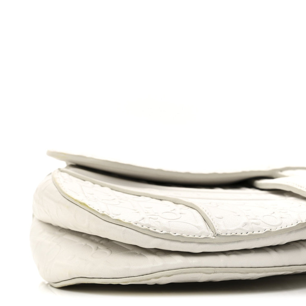 Calfskin Embossed Oblique Saddle Bag White