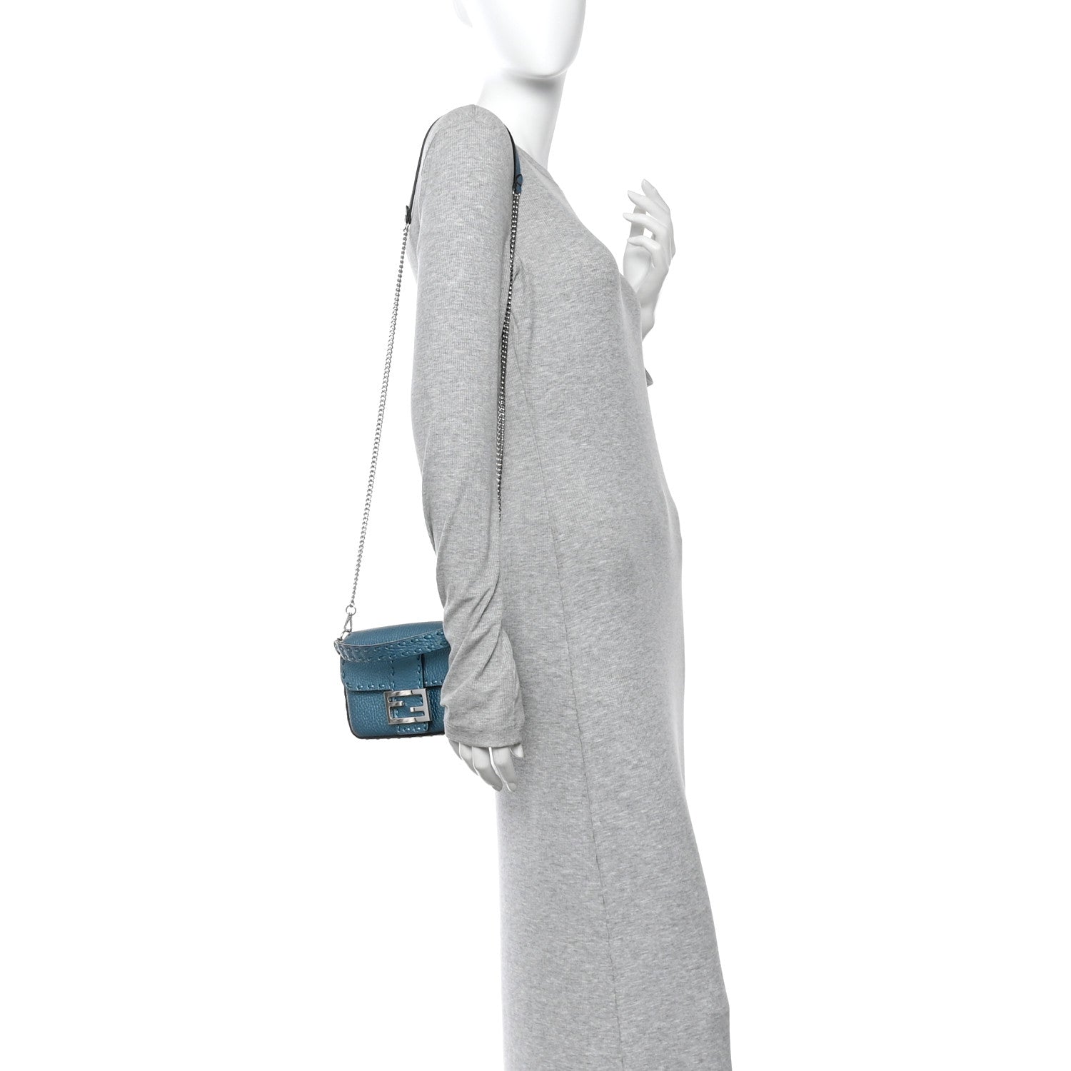 Metallic Cuoio Roma Sellerissima Nappa Sintetica Tape Stitch Mini Baguette Placca Argento