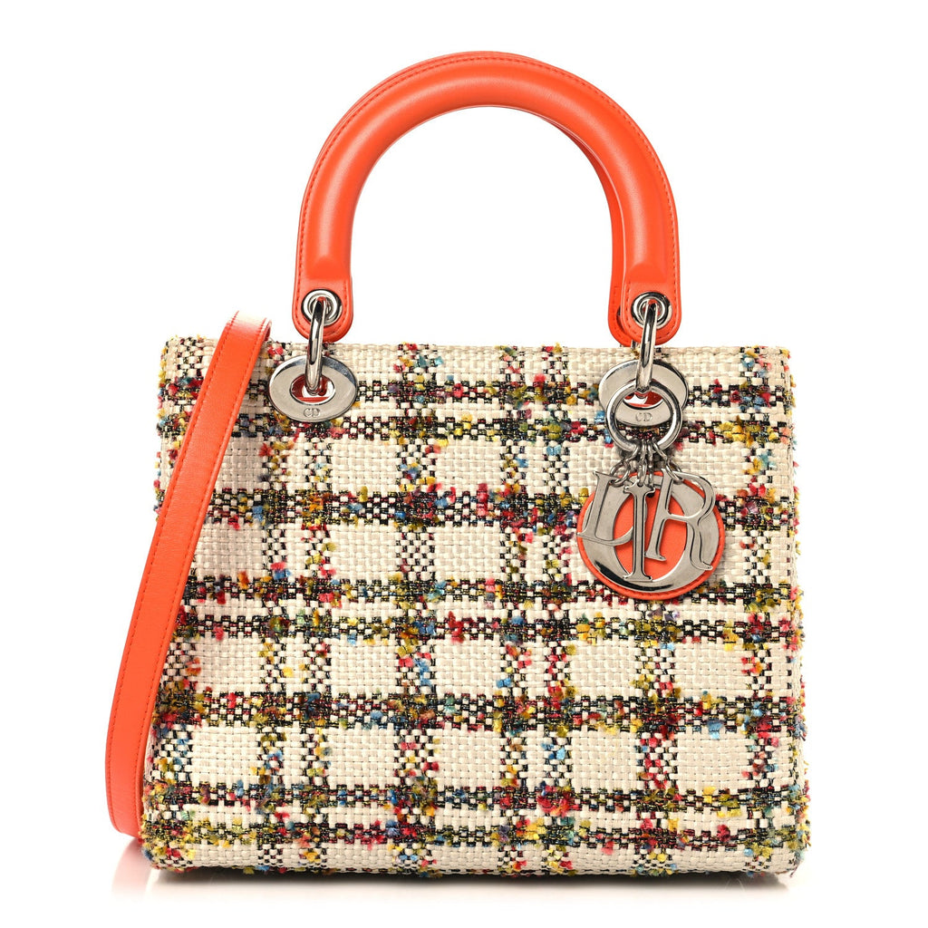 Tweed Medium Lady Dior  Orange Multicolor