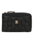 Caviar Quilted CC Zip Around  Holder Black