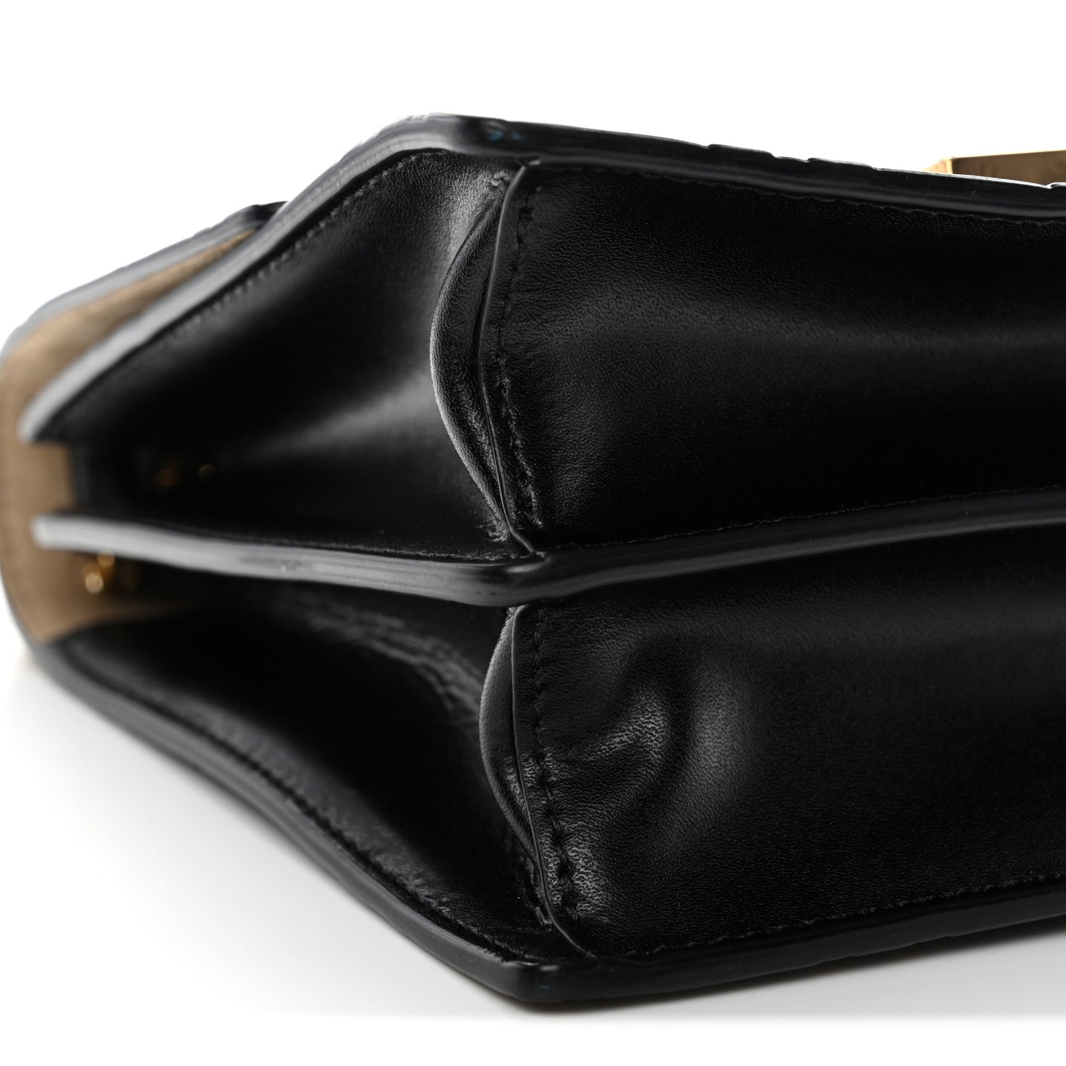 Vitello Liberty Bi-Color FF 1974 Embossed Small Kan U Shoulder Bag Maya Black