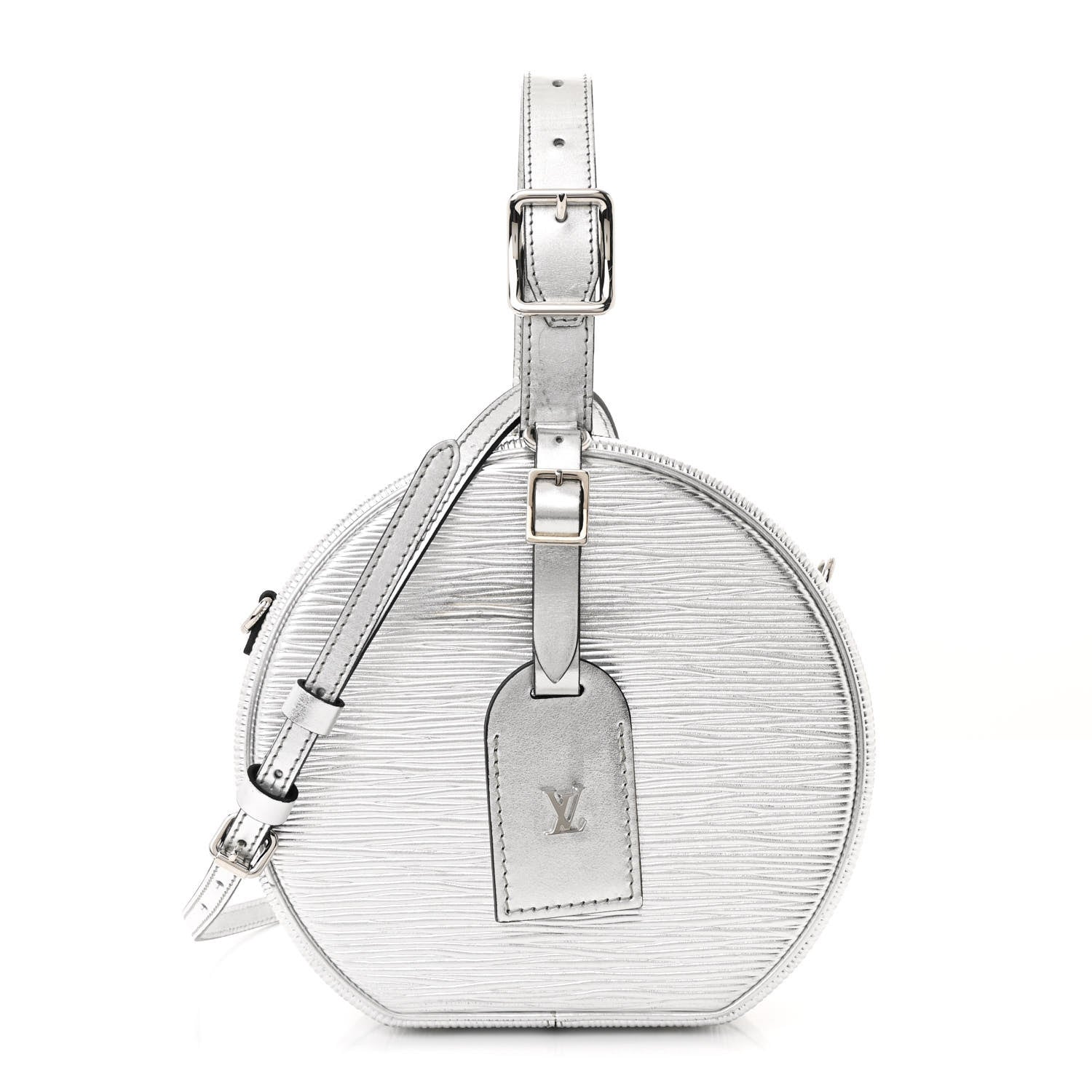Metallic Epi Petite Boite Chapeau Silver