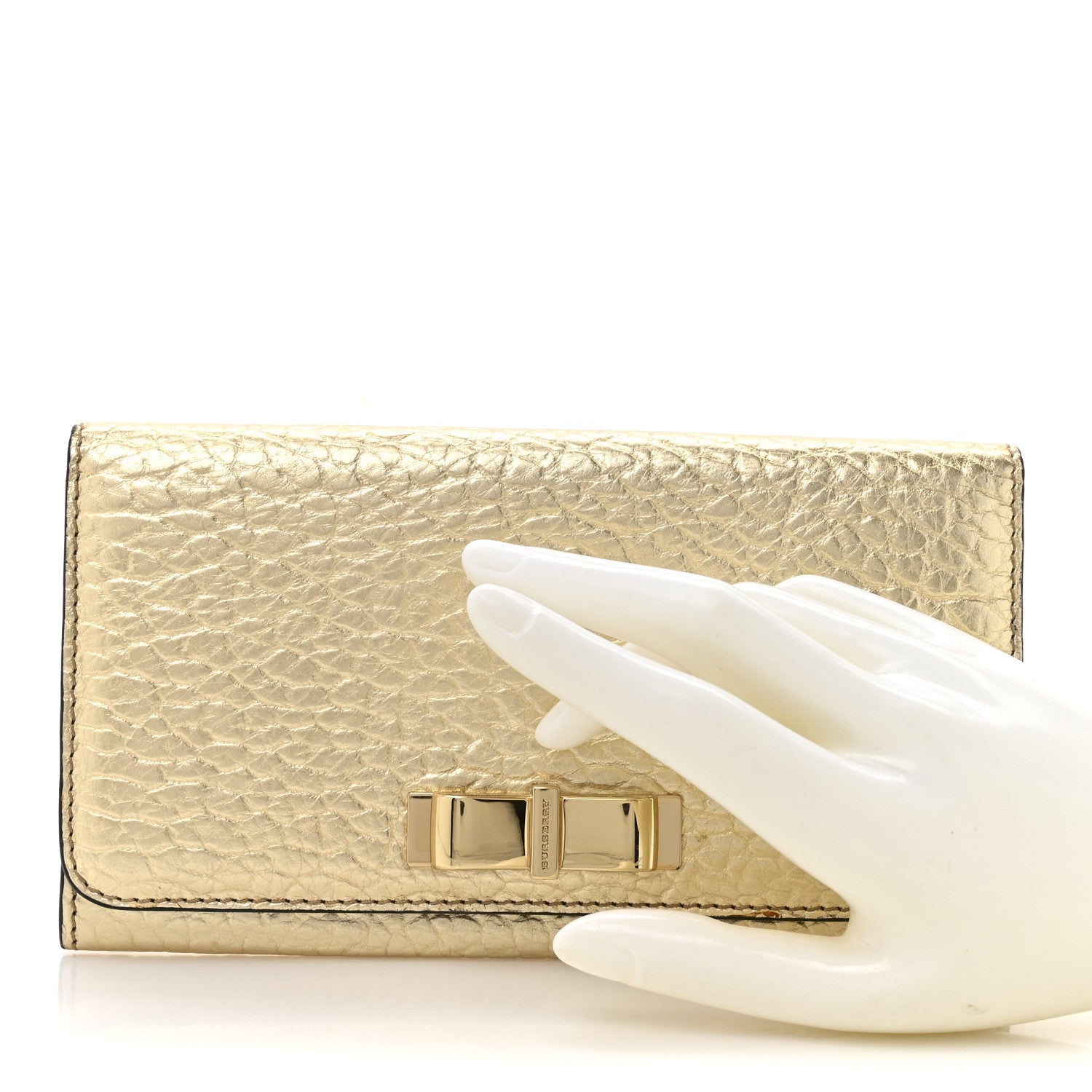 Metallic Heritage Grain Penrose Bow Continental Wallet Gold