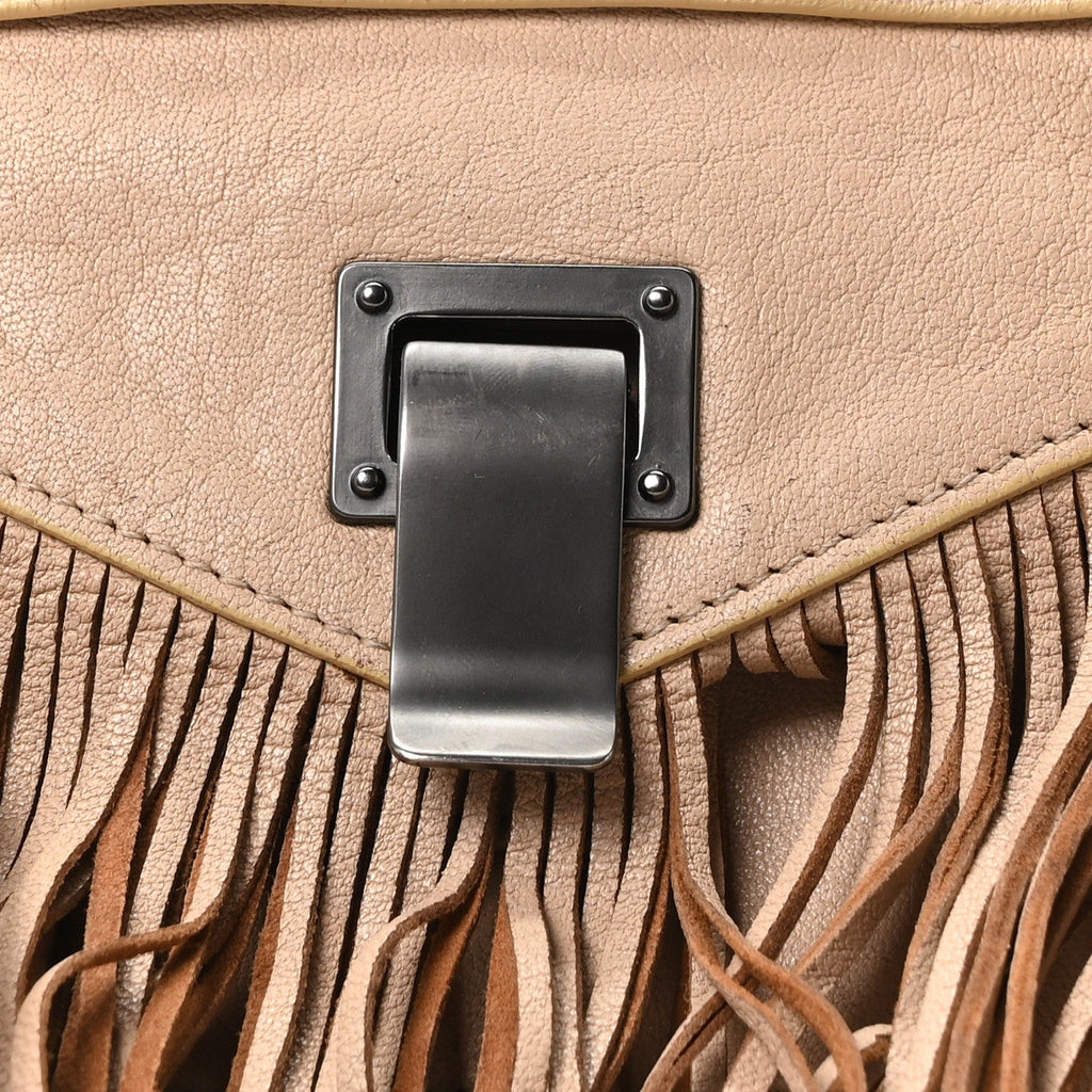 Lambskin Fringe Medium PS1 Satchel Nude