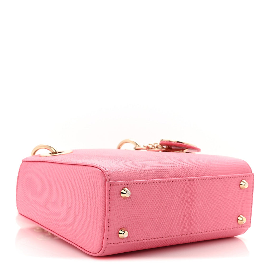 Lizard Mini Lady Dior Pink