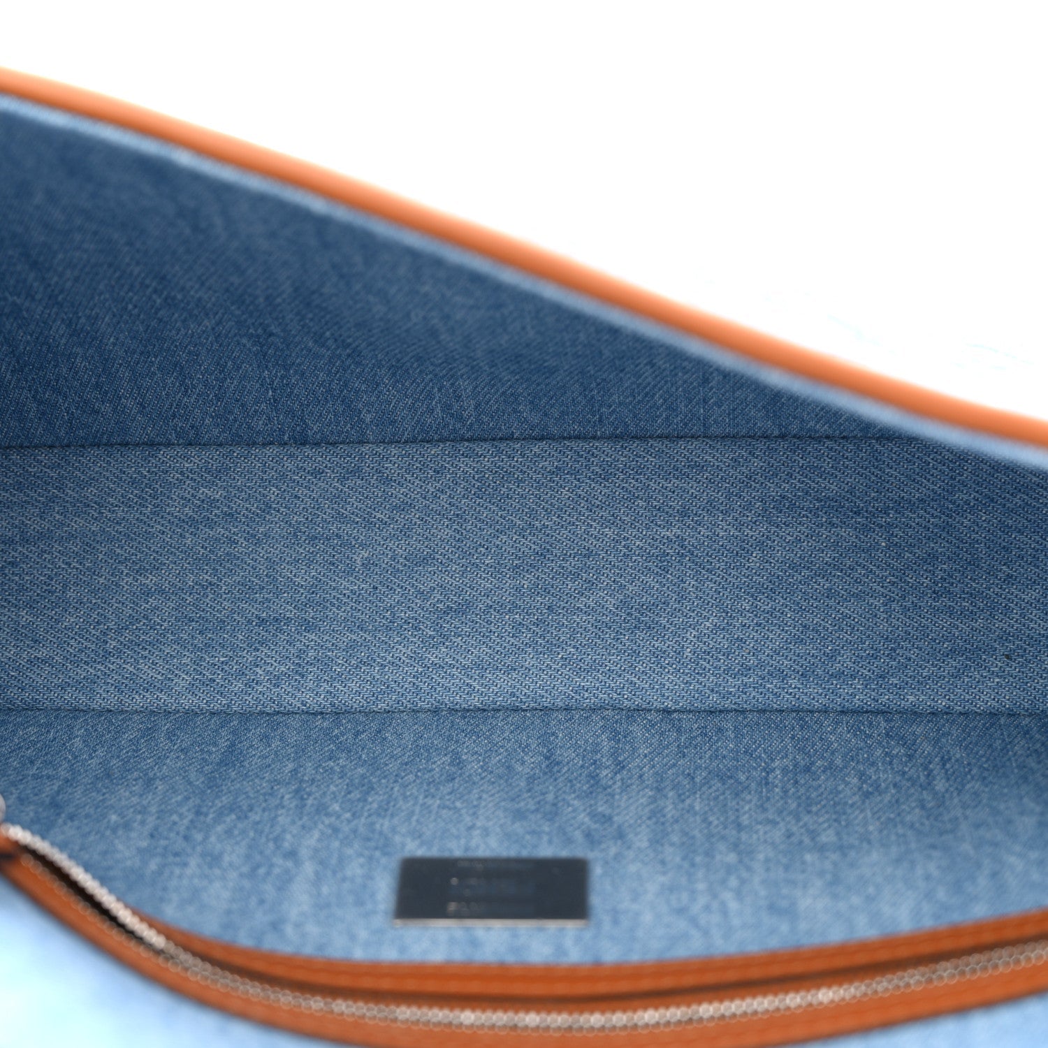 Denim Vitello King FF Embroidered Baguette Denim Chiaro Brandy