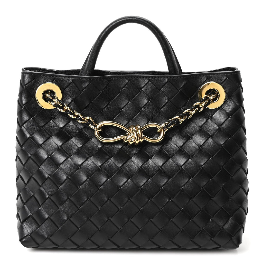 Nappa Intrecciato Small Andiamo With Chain Shoulder Bag Black