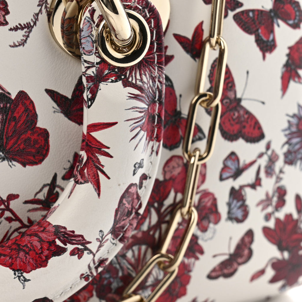 Calfskin Le Coeur Des Papillons Small Lady D-Joy White