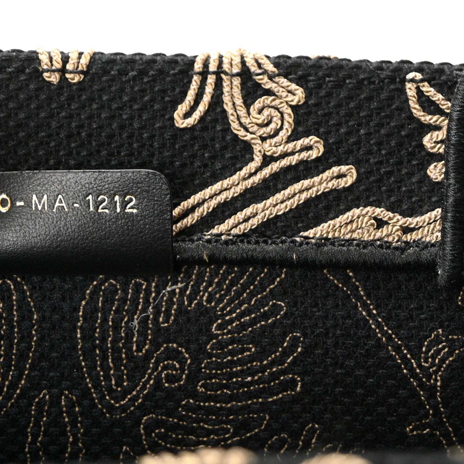 Canvas Embroidered Large Ornamental Cornely Effect Book Tote Black Beige