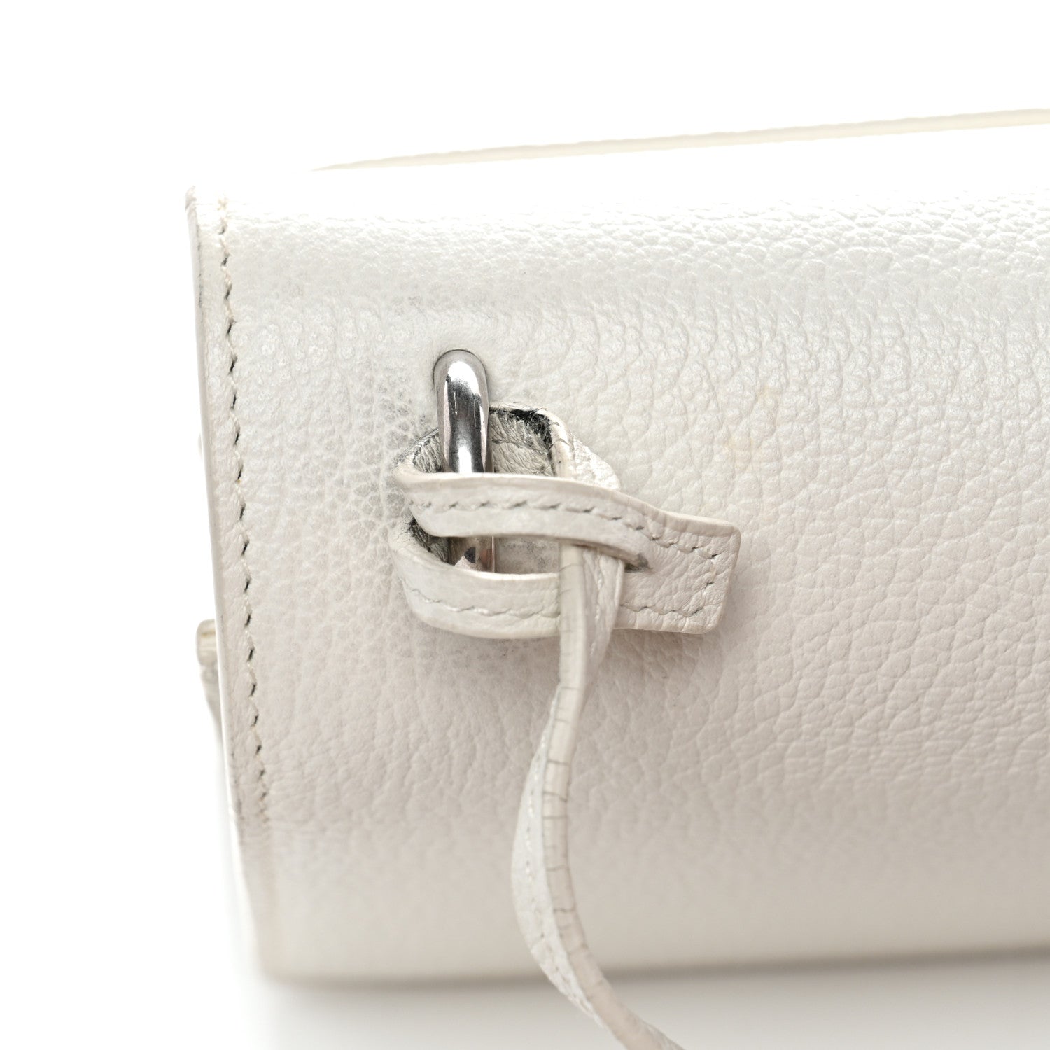 Grained Calfskin Medium Monogram Sunset Satchel White