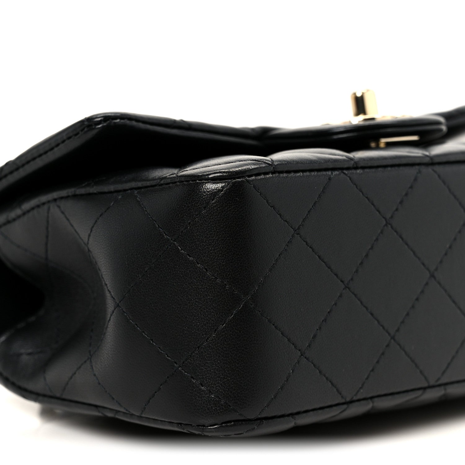 Lambskin Quilted Mini Top Handle Rectangular Flap Black