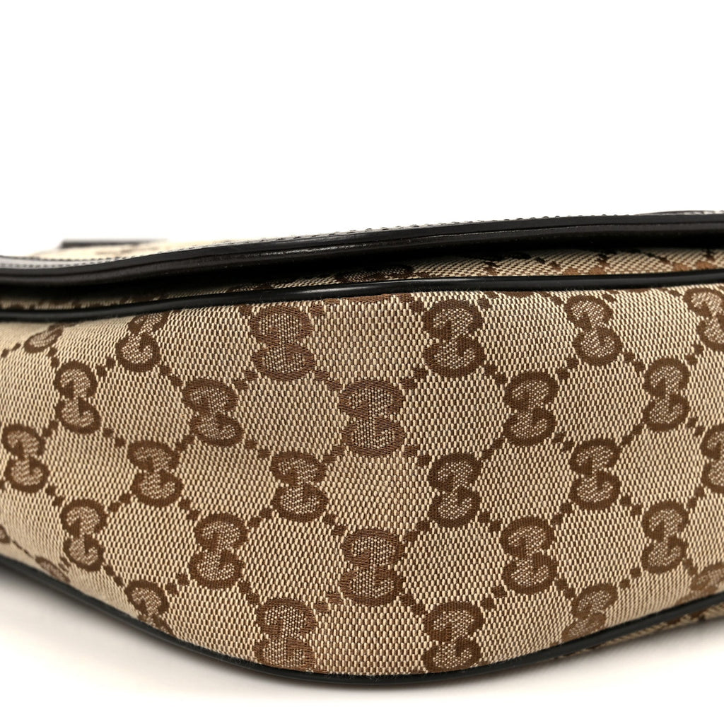 Monogram Flap Messenger Bag Beige Dark Brown