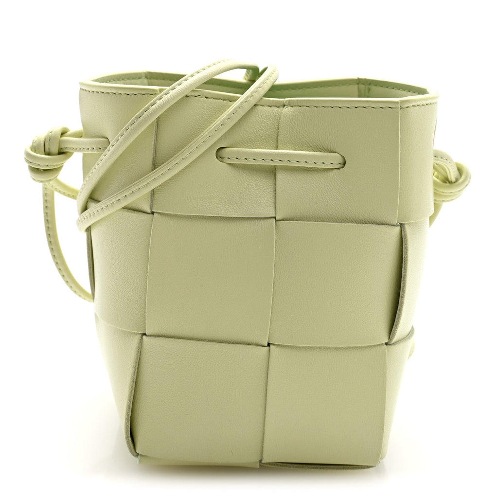 Nappa Maxi Intrecciato Mini Cassette Bucket Bag Lemon Washed