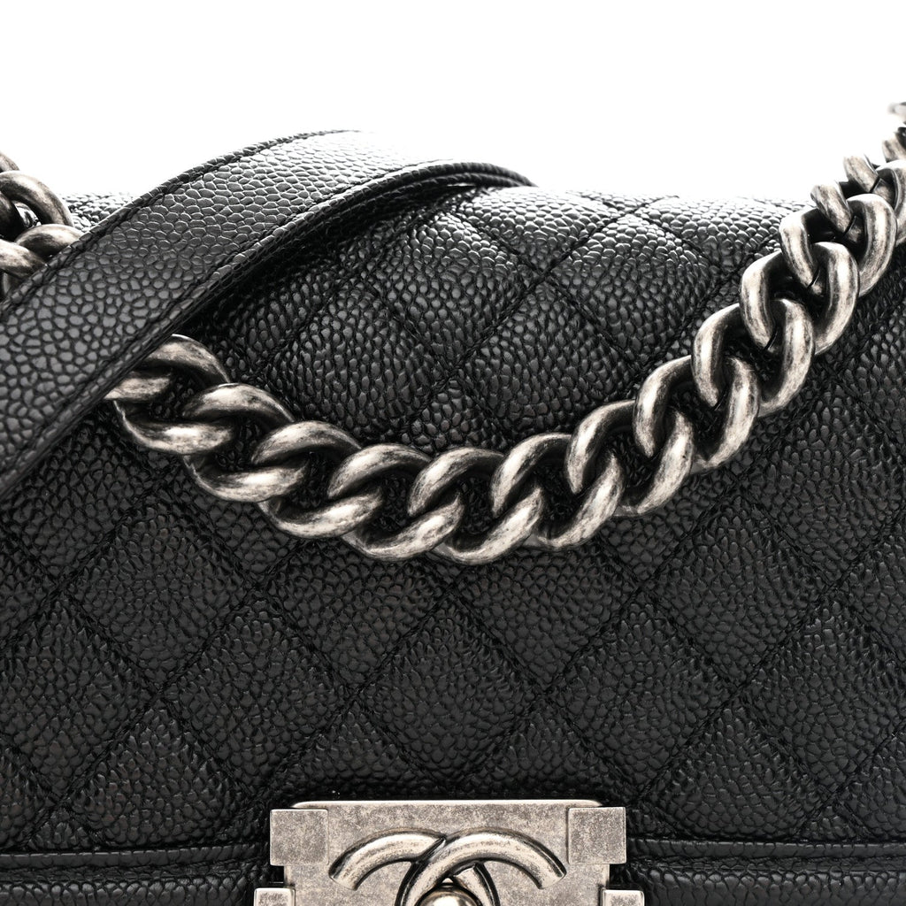 Caviar Quilted Small Boy Flap Black