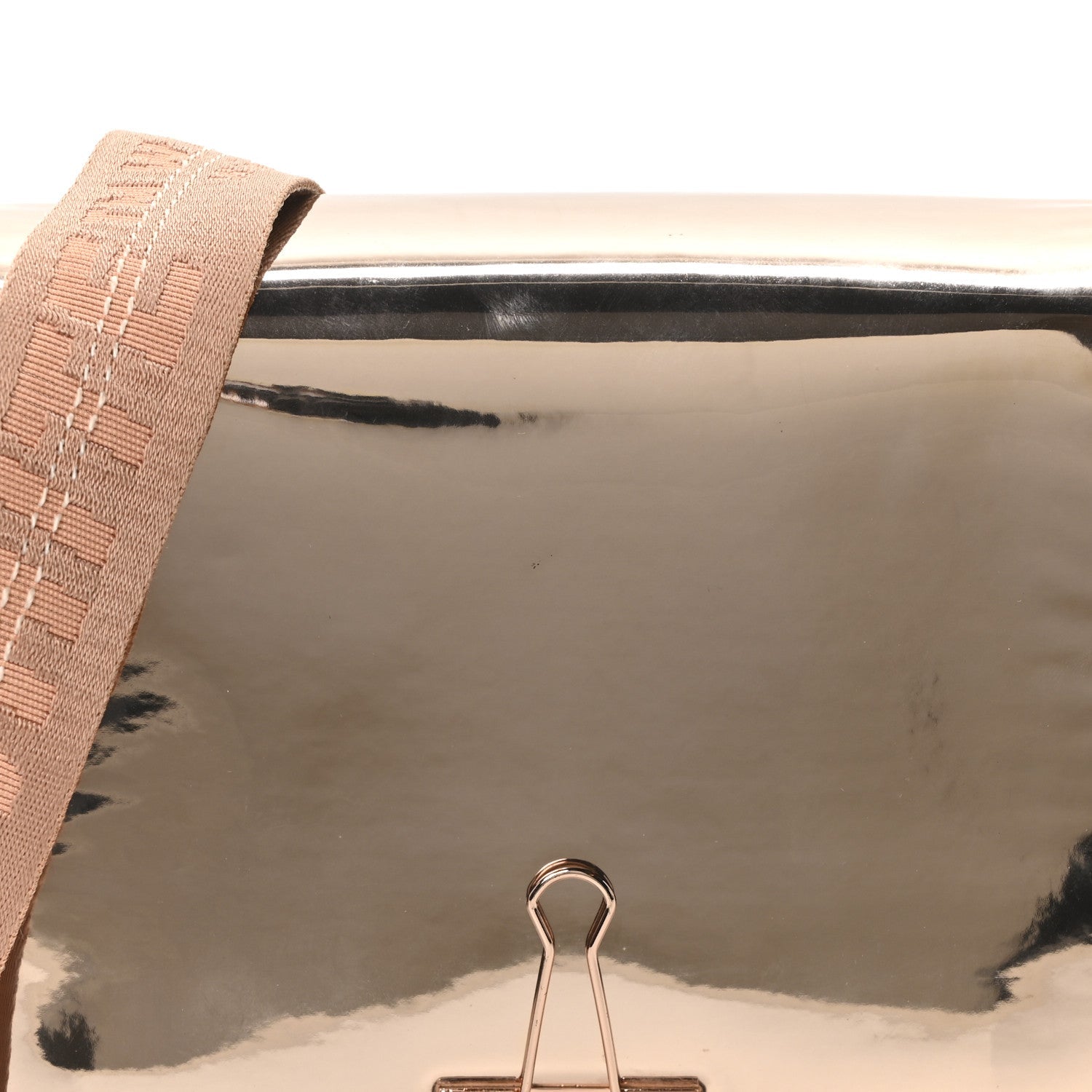 Patent Mirror Binder Clip Bag Rose Gold