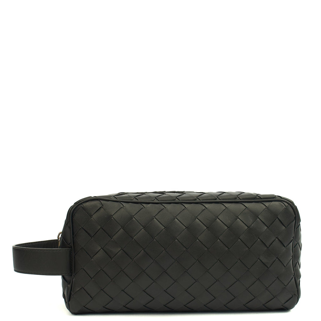 Bottega Veneta Clutch Intrecciato Zip Pouch in Black, Intrecciato Nappa