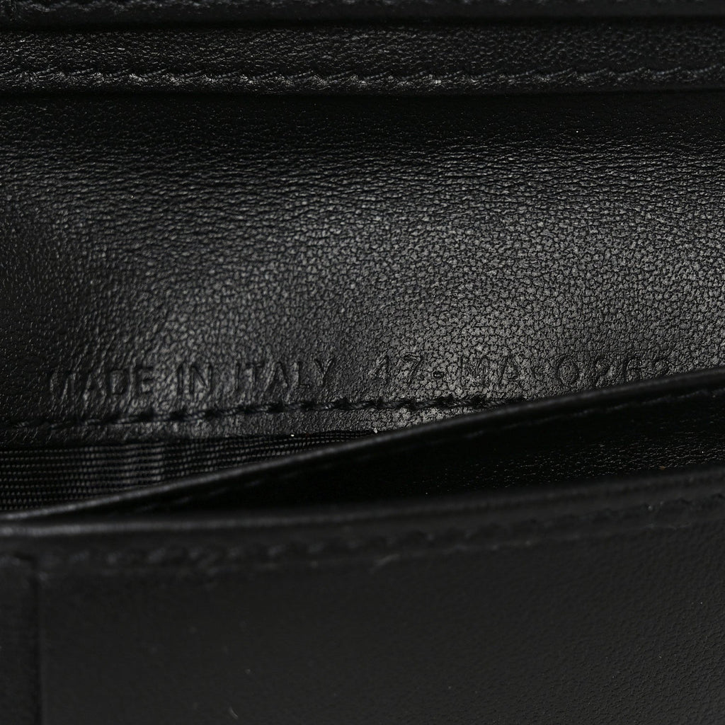 Grained Calfskin Supple Cannage Caro Scarlet Zipped Wallet Black