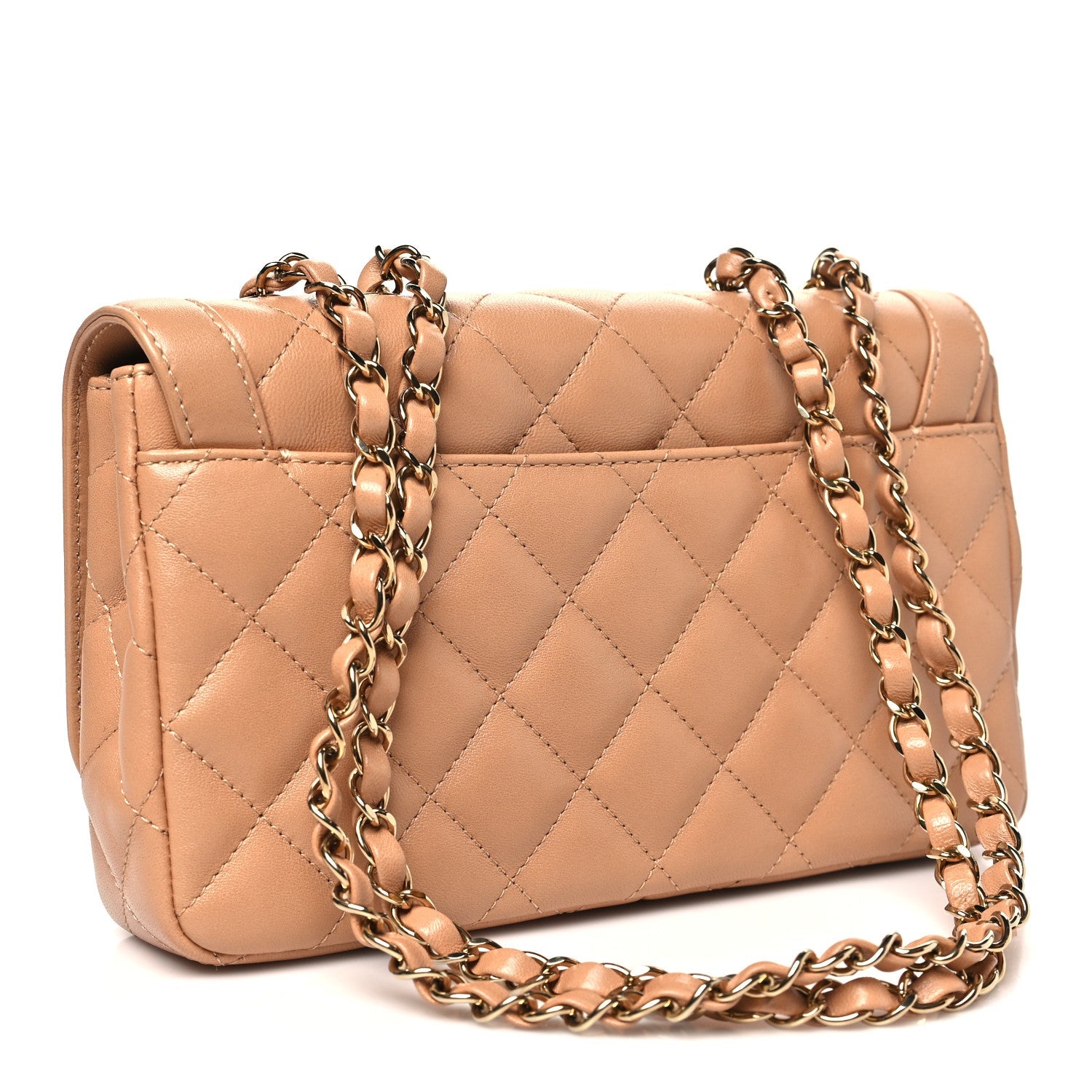 Lambskin Quilted Small Flap Bag Dark Beige