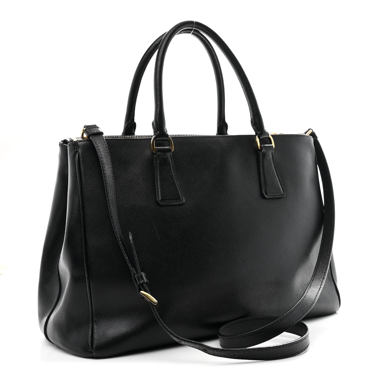 Saffiano Medium Galleria Double Zip Tote Black