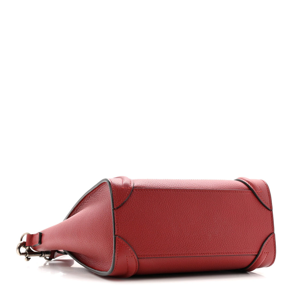 Drummed Calfskin Nano Luggage Merlot