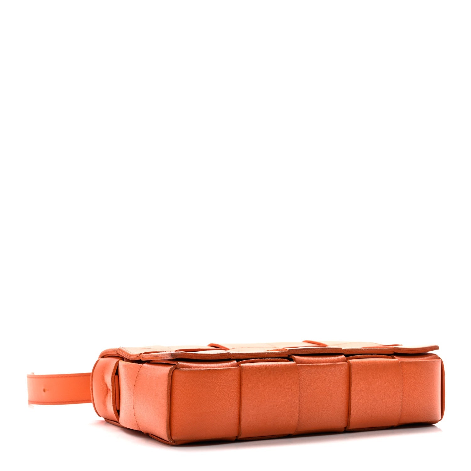 Lambskin Maxi Intrecciato Cassette Crossbody Bag Orange