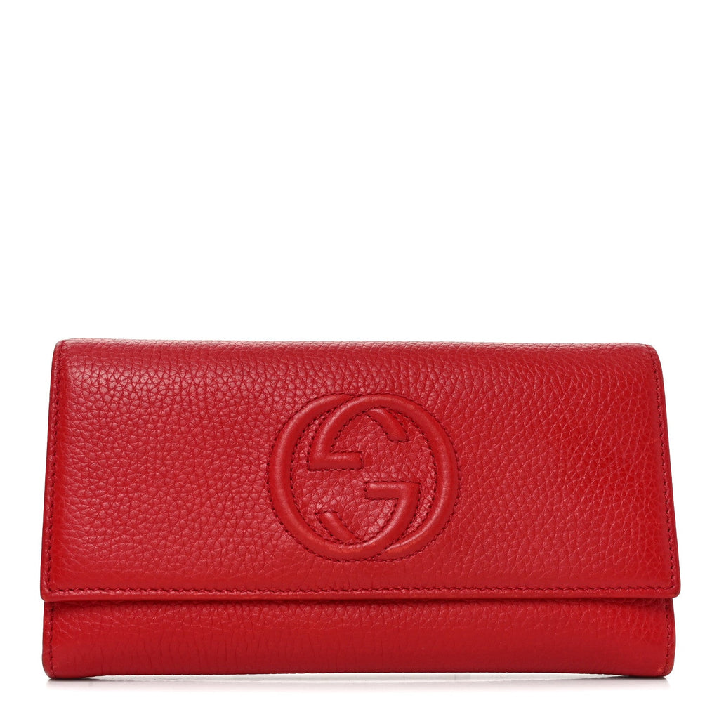 Pebbled Calfskin Large Soho Continental Wallet Red