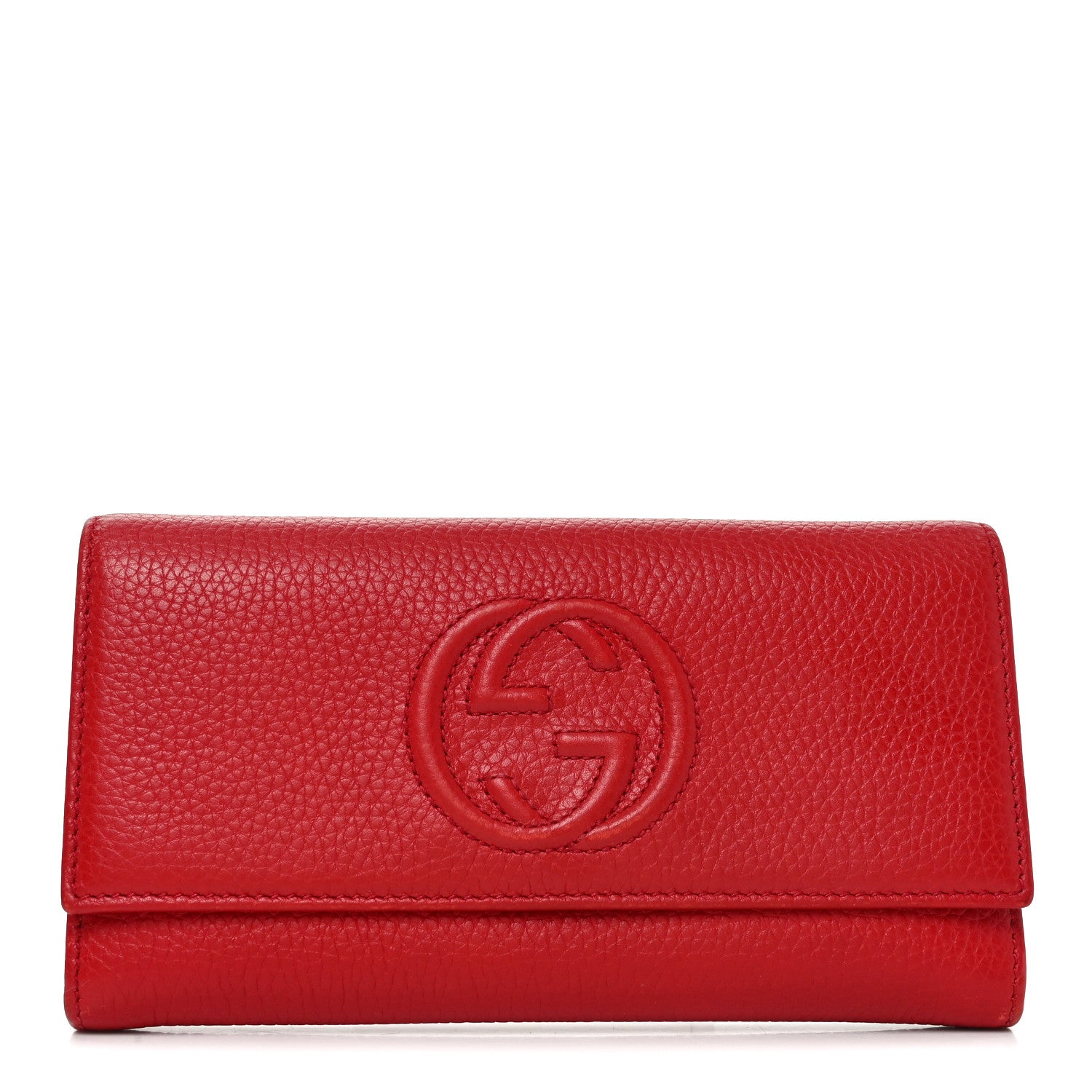 Pebbled Calfskin Large Soho Continental Wallet Red