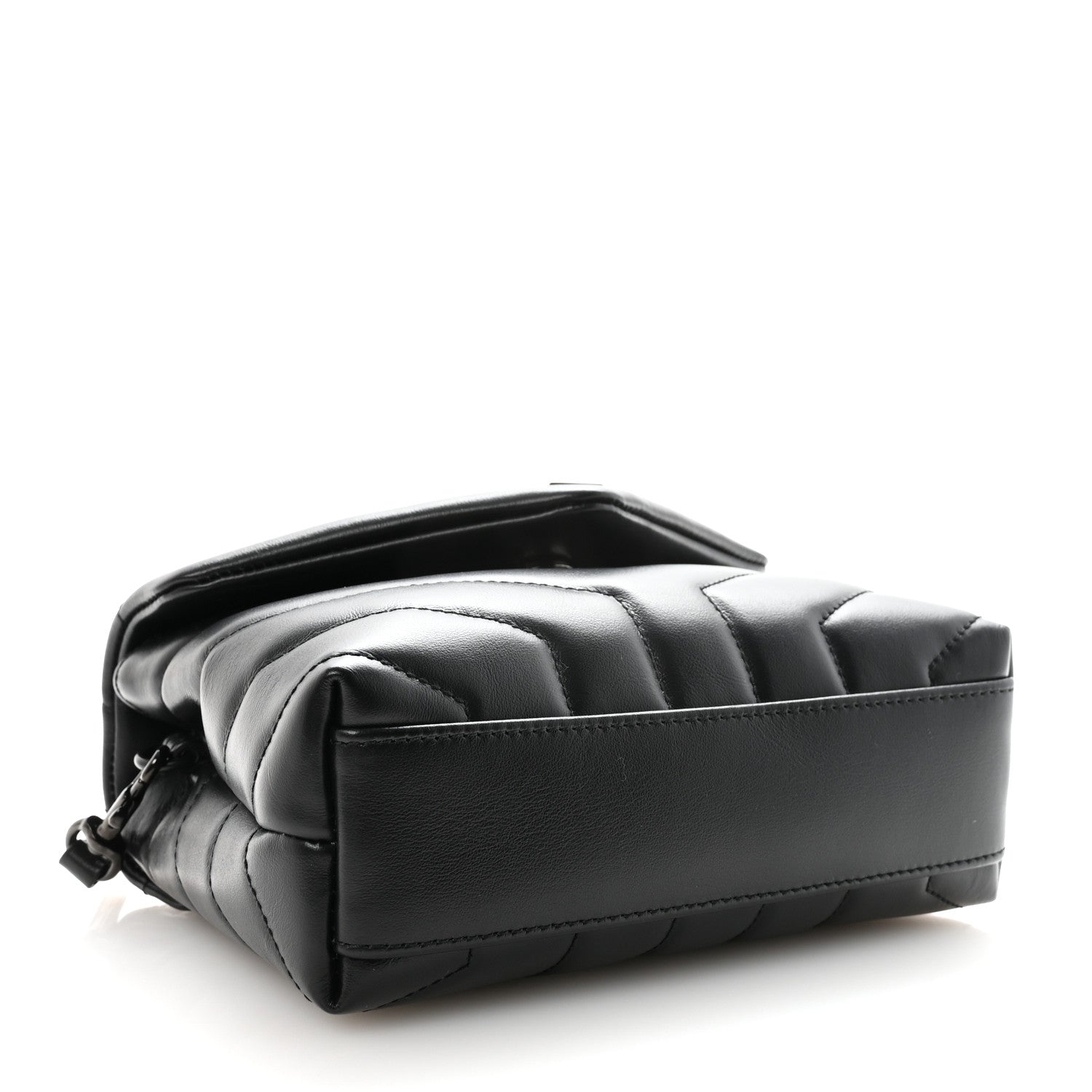 Calfskin Y Quilted Monogram Monochrome Toy Loulou Crossbody Bag Black