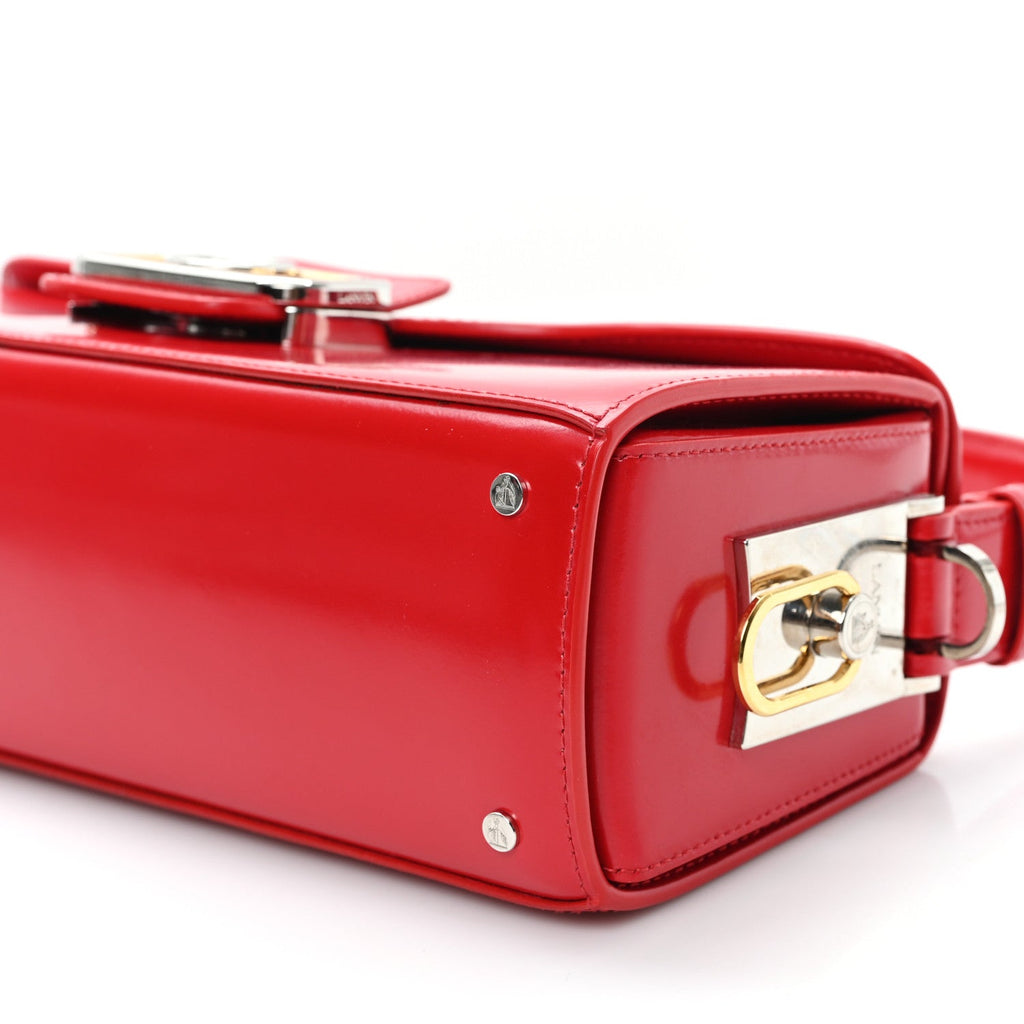 Shiny Calfskin Medium Pencil Shoulder Bag Rouge Lipstick
