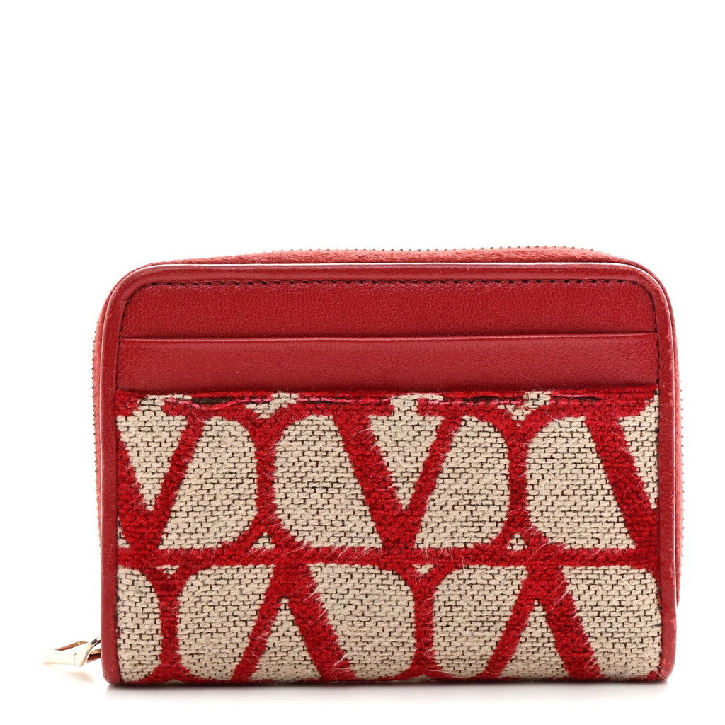 Toile Iconographe Zip Wallet Naturale Rosso Valentino