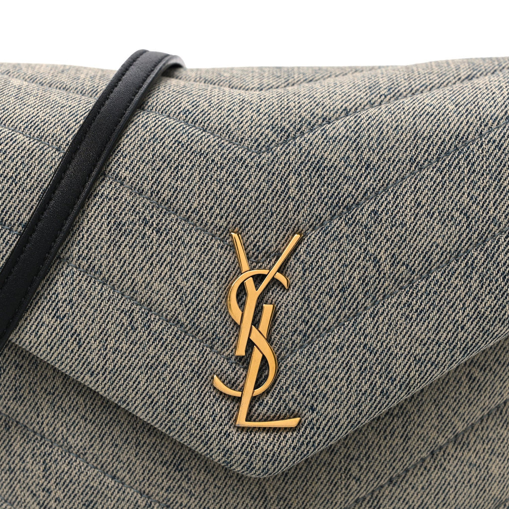 Denim Y Quilted Monogram Toy Loulou Crossbody Bag Grey